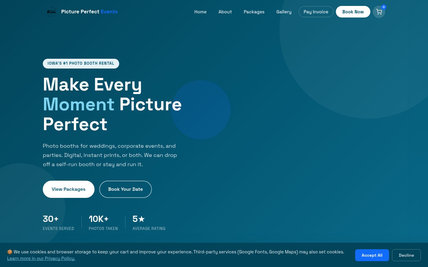 Picture Perfect Events booking site